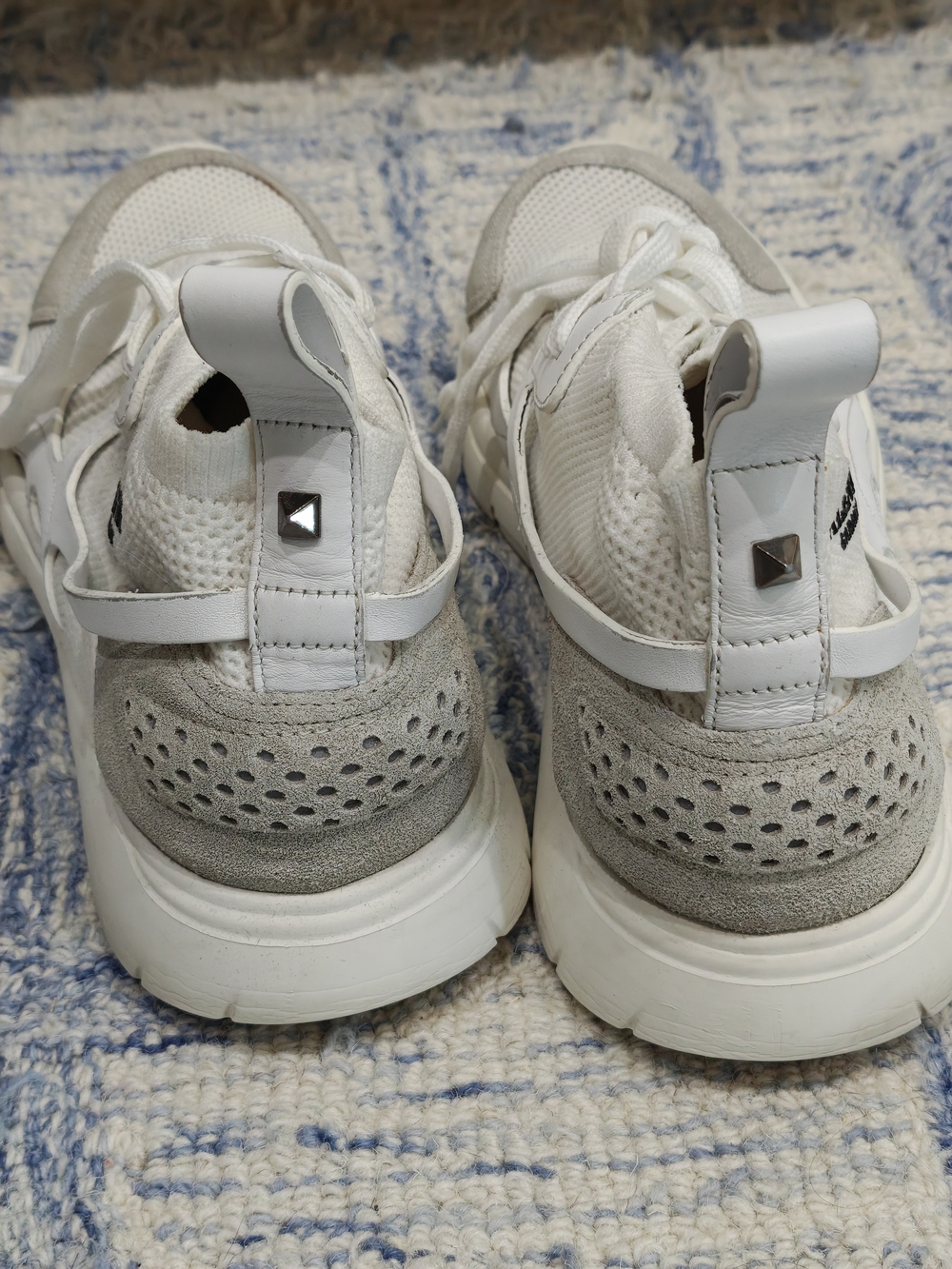 Valentino Garavani White & Light Gray Mesh Sneakers - Picture 5 of 5